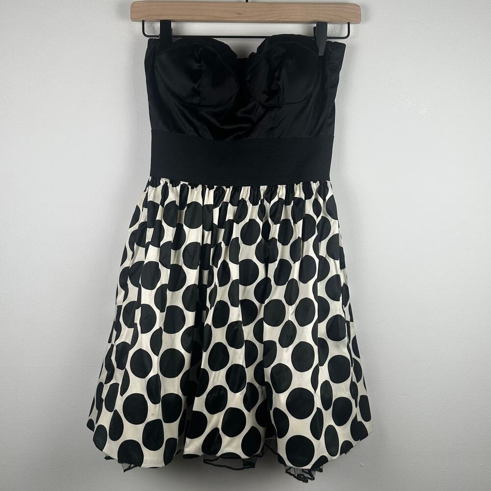 Speechless Girls Strapless Polka Lace Retro Party Mini Black/White Dress XS FAIR